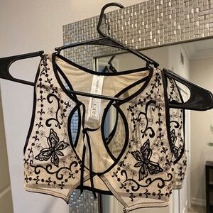 Butterfly mesh lace bralette